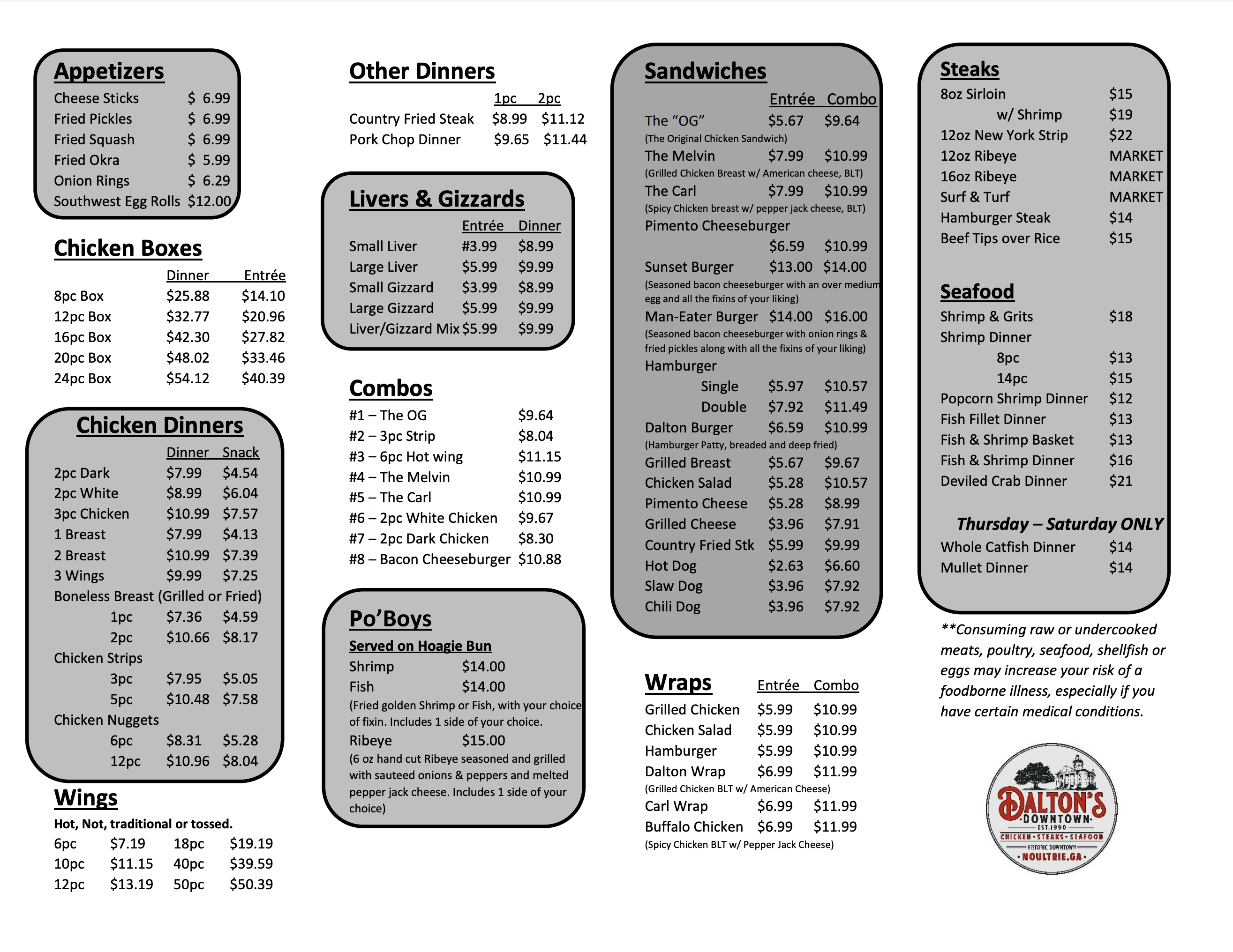 Hook Fish And Chicken Moultrie Menu With Prices